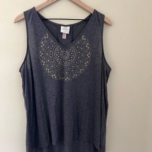 Beaded sleeveless shirt hundred percent cotton